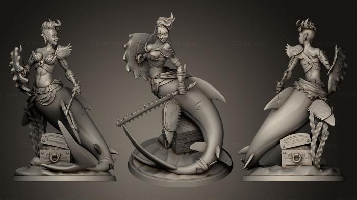 Figurines heroes, monsters and demons (Warrior Mermaid, STKM_0538) 3D models for cnc